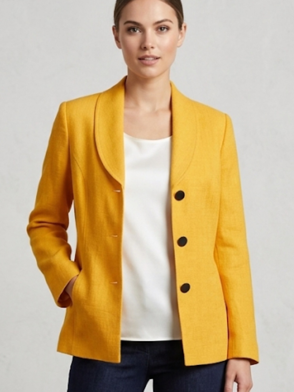 metrostyle Women's Bright Mustard Yellow Tailored Blazer